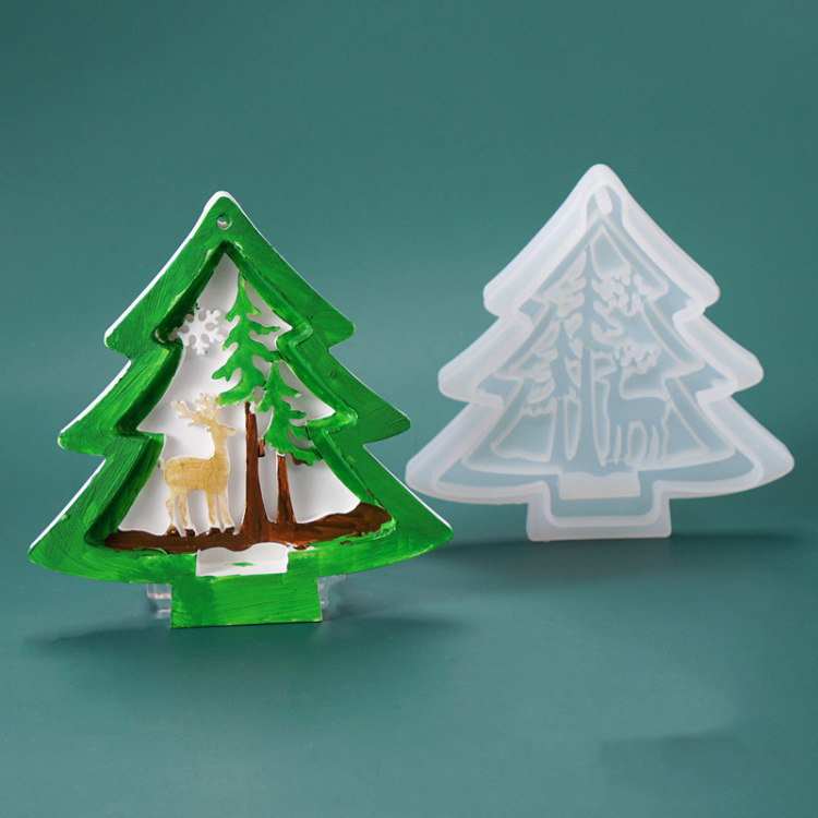 DIY Crystal Epoxy Mold Christmas Tree Elk Christmas Theme Listing Decoration Silicone Mold